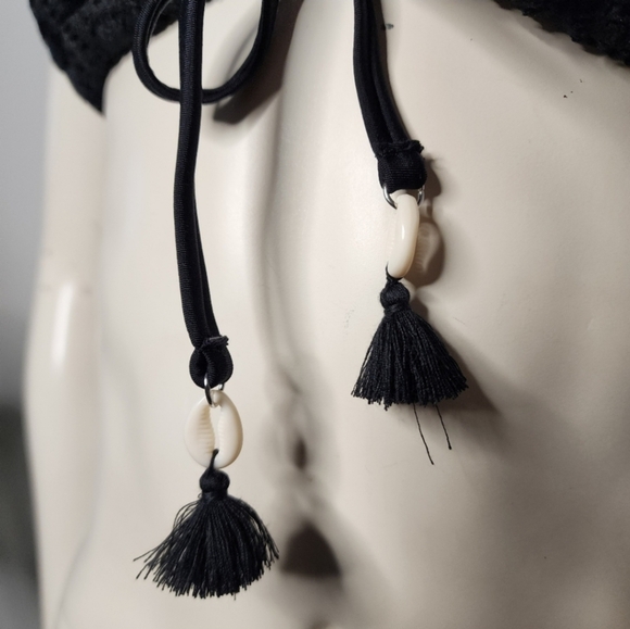 Wild Fable Bikini Top Womens S Black Triangle Crochet NEW - Picture 6 of 7